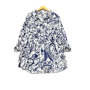 Coldwater Creek Shirt Womens Sz 2X Paisley Lightweight Beachy Travel 100% Cotton